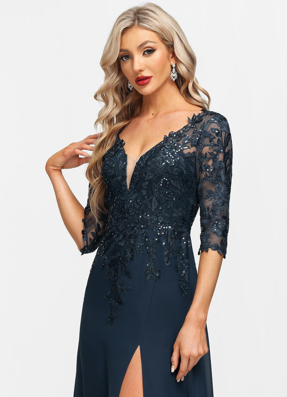 Robe Fourreau Marine Élégante - gallery 1