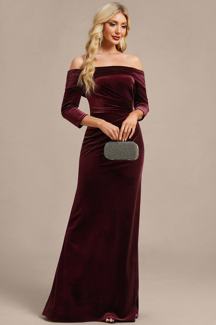 Robe Fourreau Velours Bordeaux - gallery 5