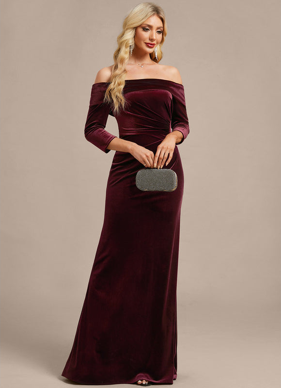 Robe Fourreau Velours Bordeaux - gallery 5