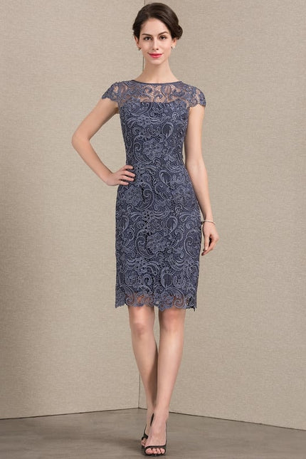 Robe Fourreau Dentelle Marine Chic - gallery 1