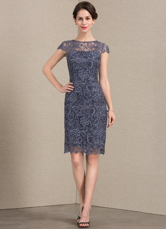 Robe Fourreau Dentelle Marine Chic - gallery 1