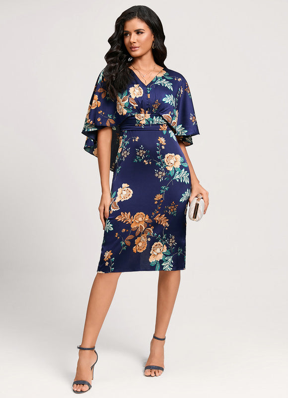 Robe Fourreau Fleur De Satin