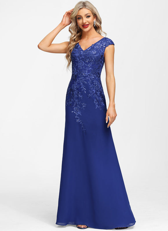 Robe Fourreau Soirée Marine Scintillante - gallery 4