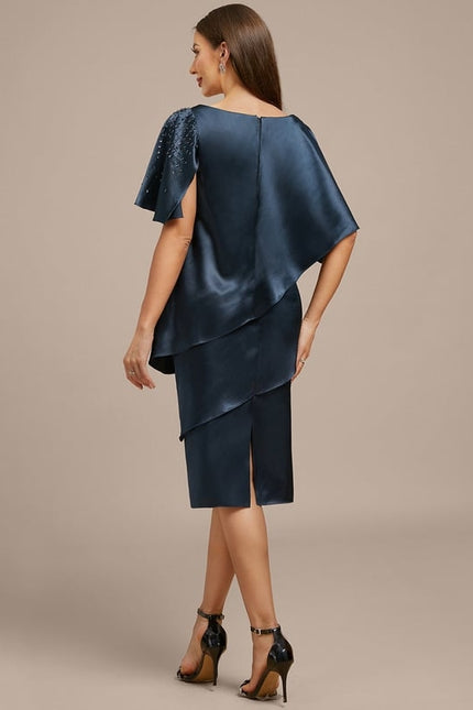 Robe Fourreau Satinée Asymétrique Chic - gallery 4