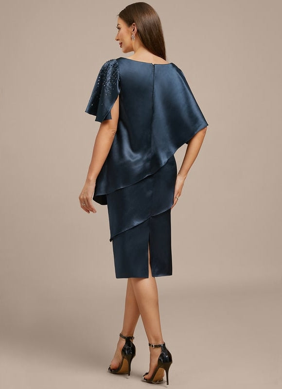 Robe Fourreau Satinée Asymétrique Chic - gallery 4