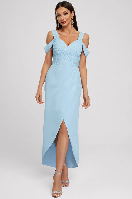 Robe Fourreau Bleu Ciel Ajustée - gallery 1