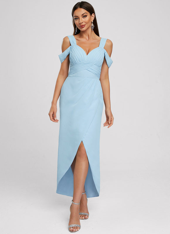 Robe Fourreau Bleu Ciel Ajustée - gallery 1