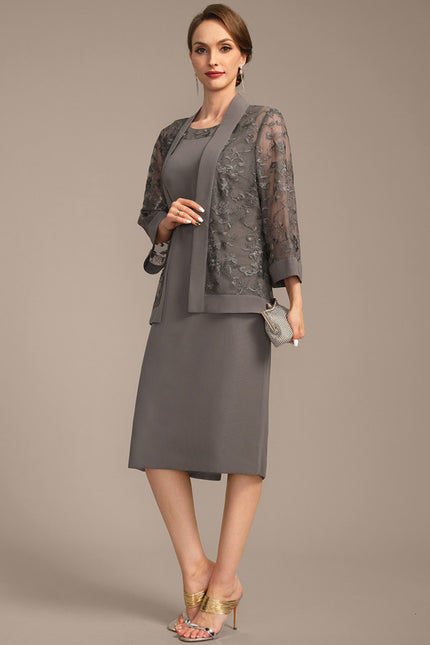 Robe Fourreau Grise Élégante - gallery 4