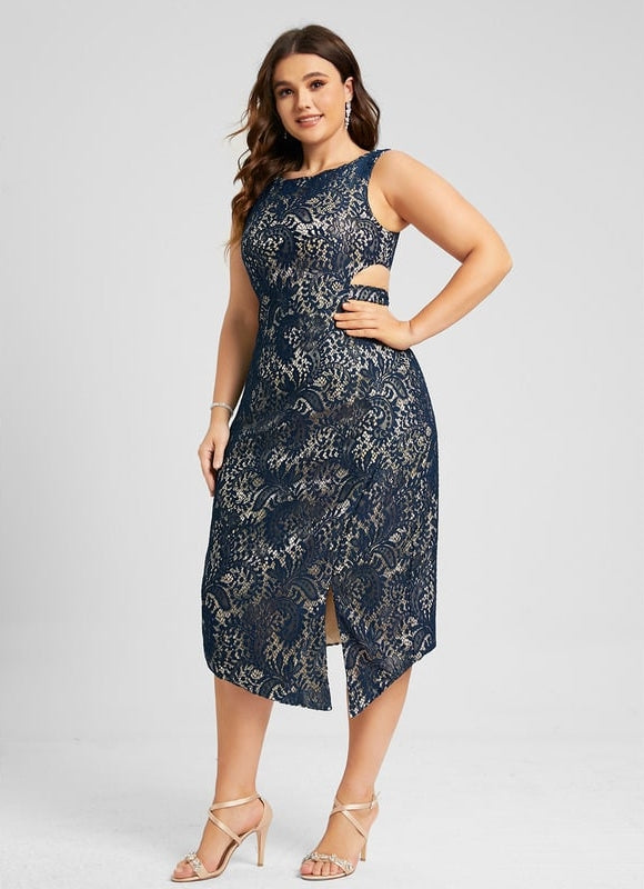 Robe Fourreau Mystère Marine - gallery 6