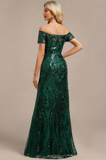 Robe Fourreau Scintillante Verte - gallery 6