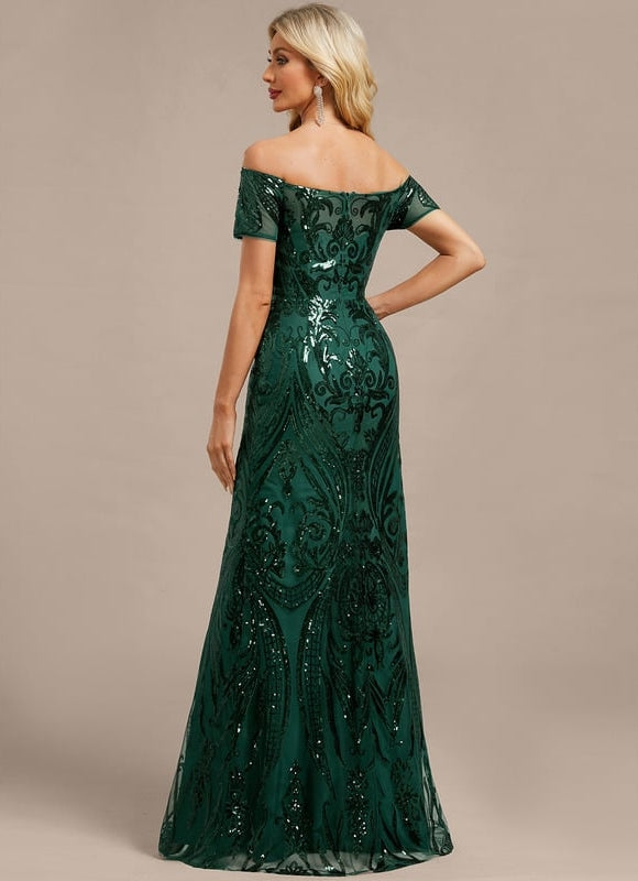 Robe Fourreau Scintillante Verte - gallery 6