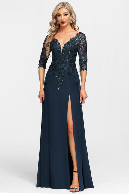 Robe Fourreau Marine Élégante - gallery 2