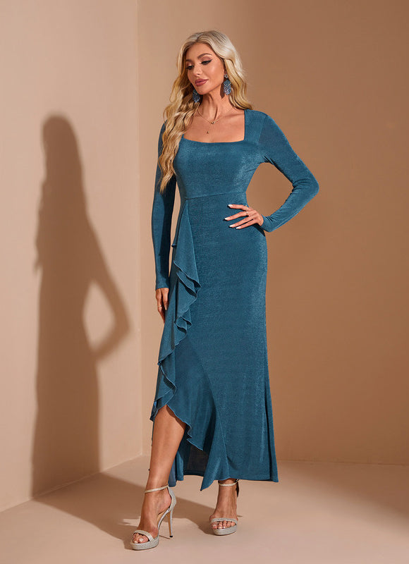 Robe Fourreau Asymétrique Émeraude - gallery 5