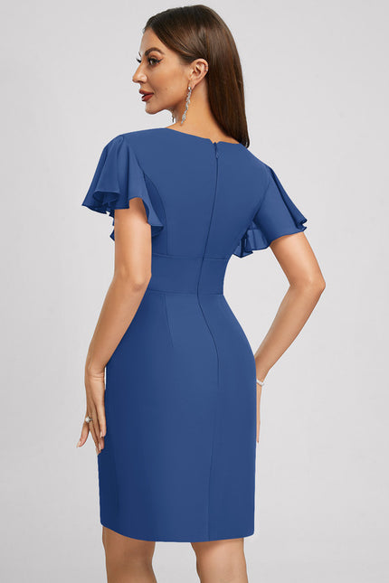 Robe Fourreau Violette À Volants - gallery 4