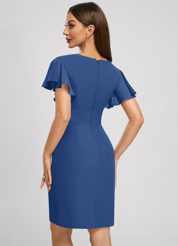 Robe Fourreau Violette À Volants - gallery 4