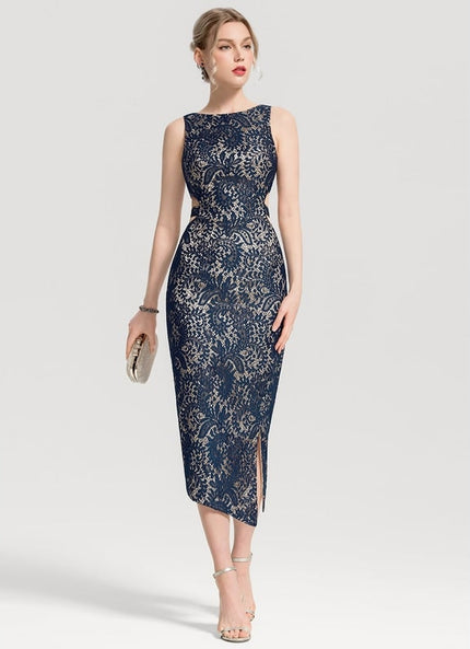 Robe Fourreau Mystère Marine