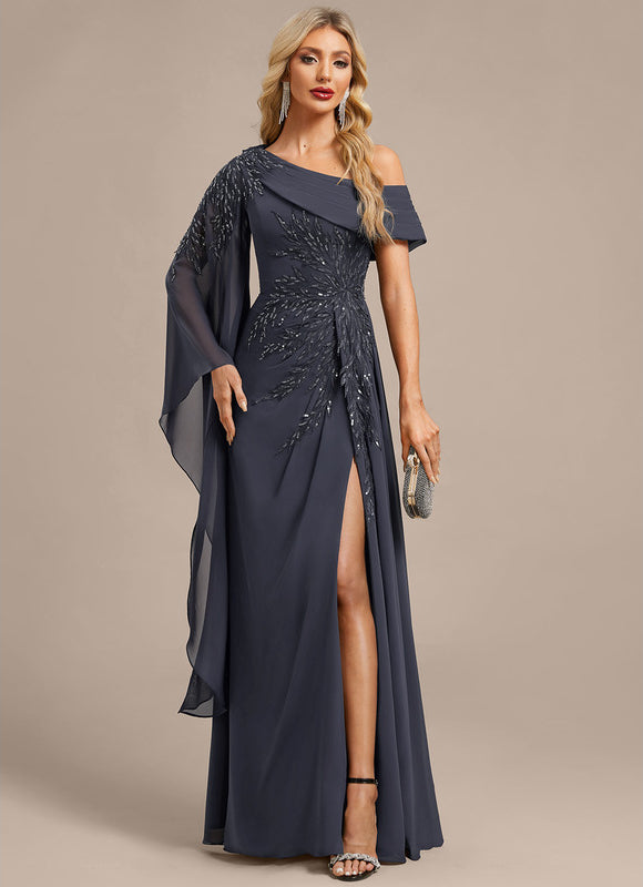 Robe Fourreau Longue Asymétrique Élégante