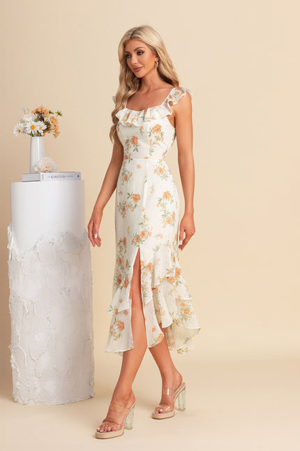 Robe Fourreau Florale Asymétrique - gallery 5