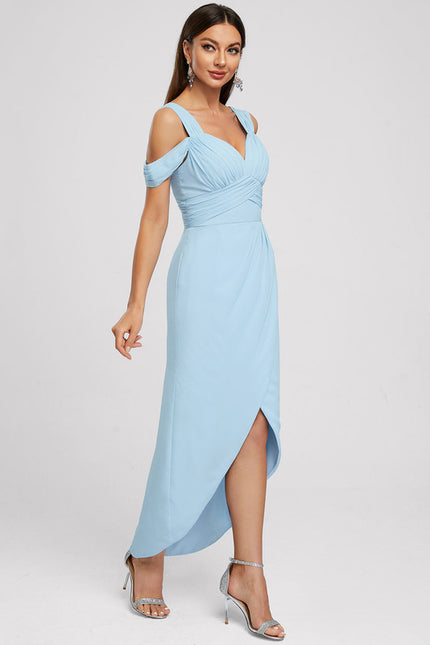 Robe Fourreau Bleu Ciel Ajustée - gallery 2