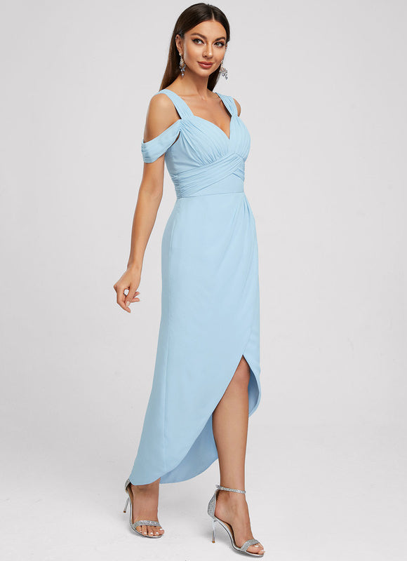 Robe Fourreau Bleu Ciel Ajustée - gallery 2