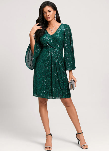 Robe Fourreau Émeraude Volants