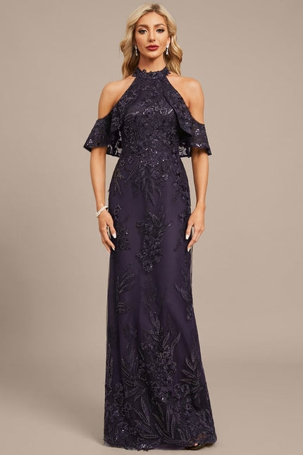 Robe Fourreau Pailletée Violette - gallery 2