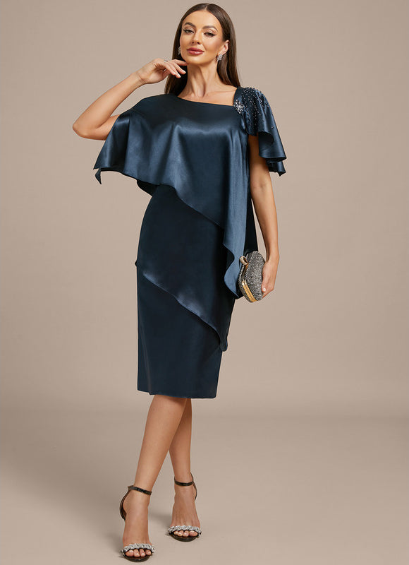 Robe Fourreau Satinée Asymétrique Chic - gallery 2