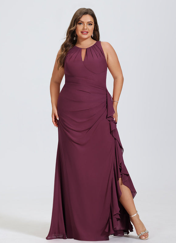 Robe Fourreau Mousseline Volante - gallery 4