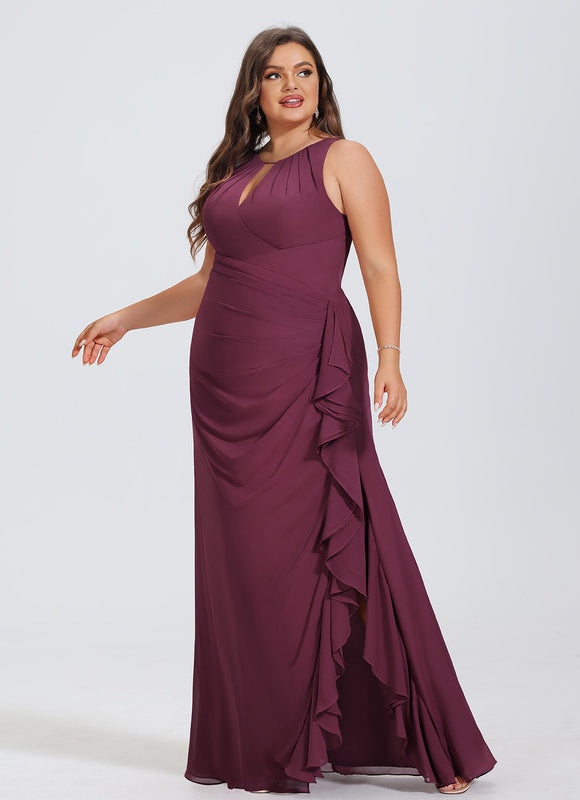 Robe Fourreau Mousseline Volante - gallery 7