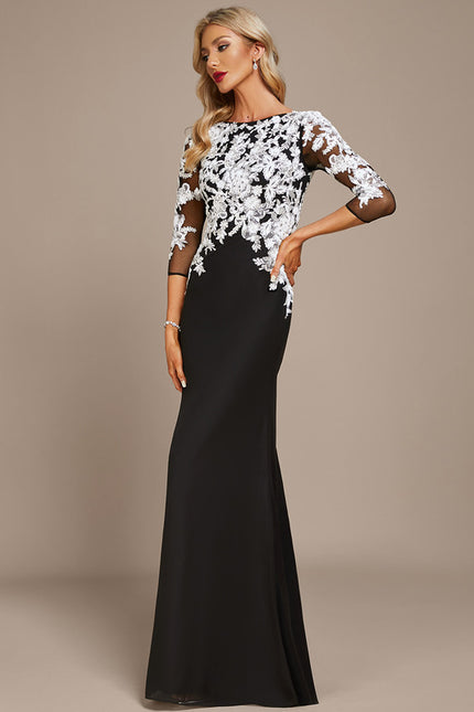 Robe Fourreau Noire Florale - gallery 2