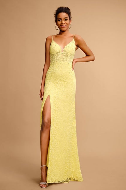 Robe Fourreau Jaune Lumineux