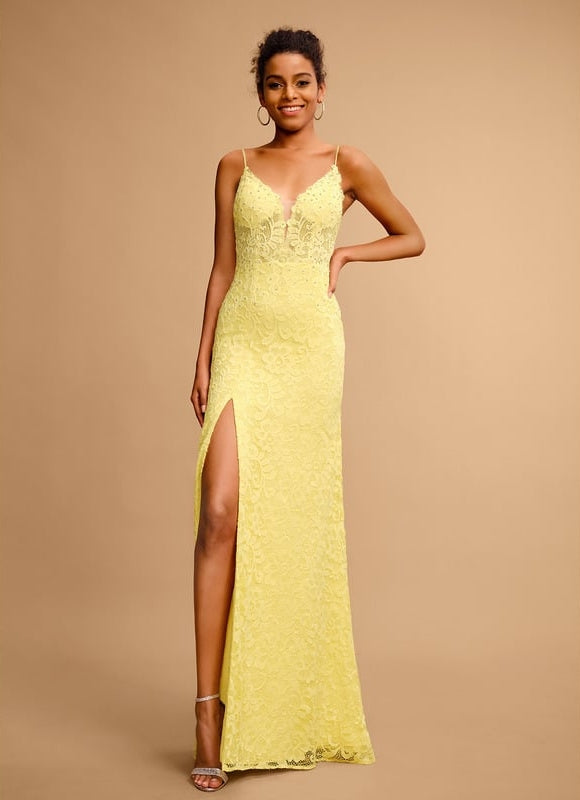 Robe Fourreau Jaune Lumineux