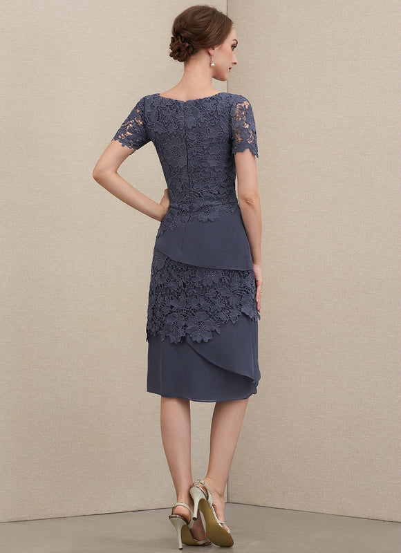 Robe Fourreau Dentelle Charbon - gallery 6