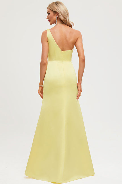 Robe Fourreau Satinée Jaune - gallery 1