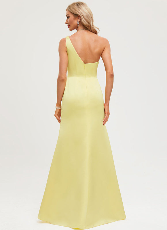 Robe Fourreau Satinée Jaune - gallery 1