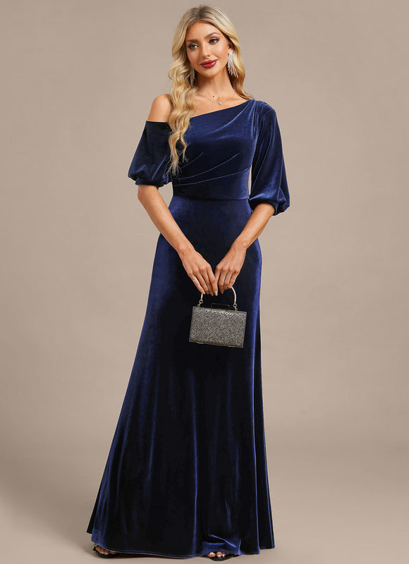 Robe Fourreau Velours Bleu Nuit