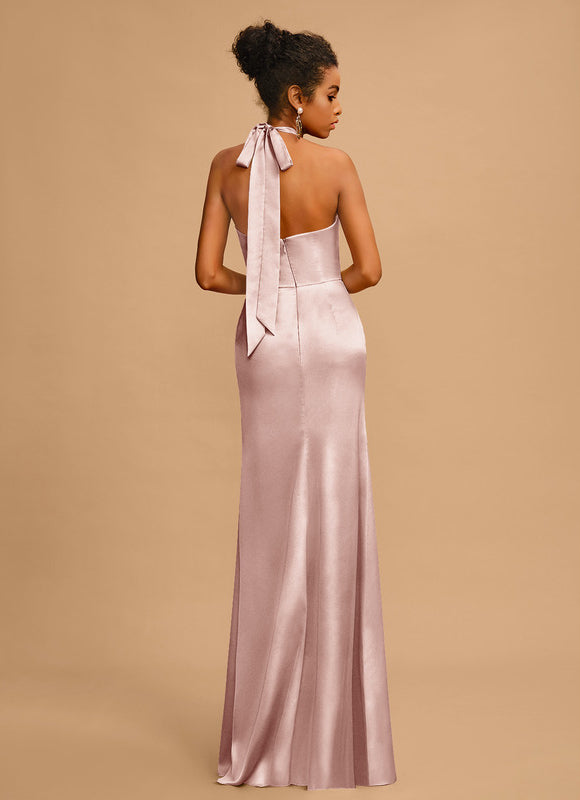 Robe Fourreau Halter Rosée - gallery 3