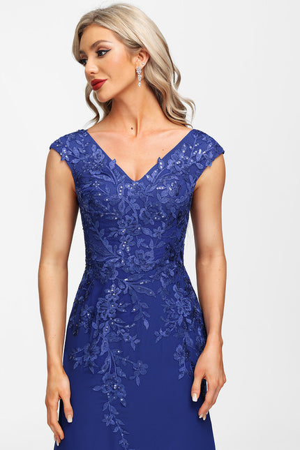 Robe Fourreau Soirée Marine Scintillante - gallery 6