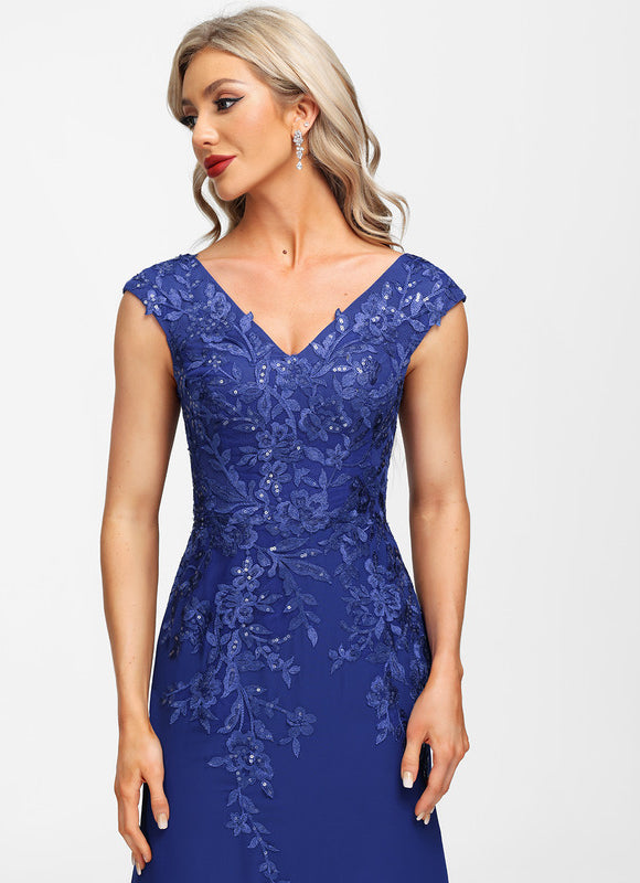 Robe Fourreau Soirée Marine Scintillante - gallery 6