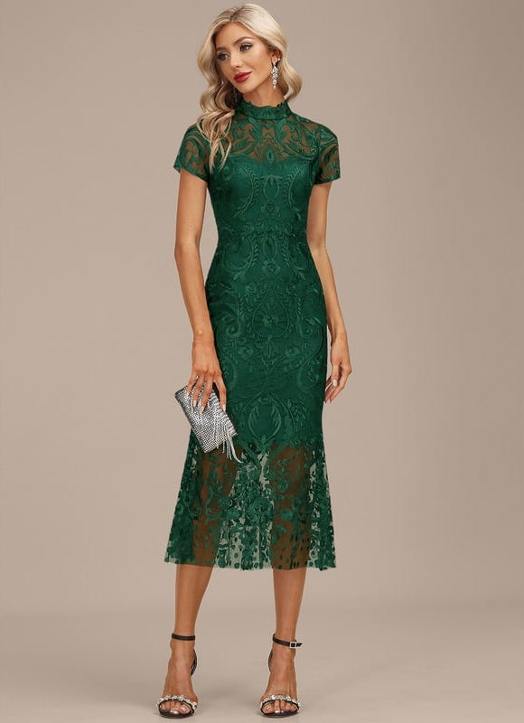 Robe Fourreau Émeraude Enchantée