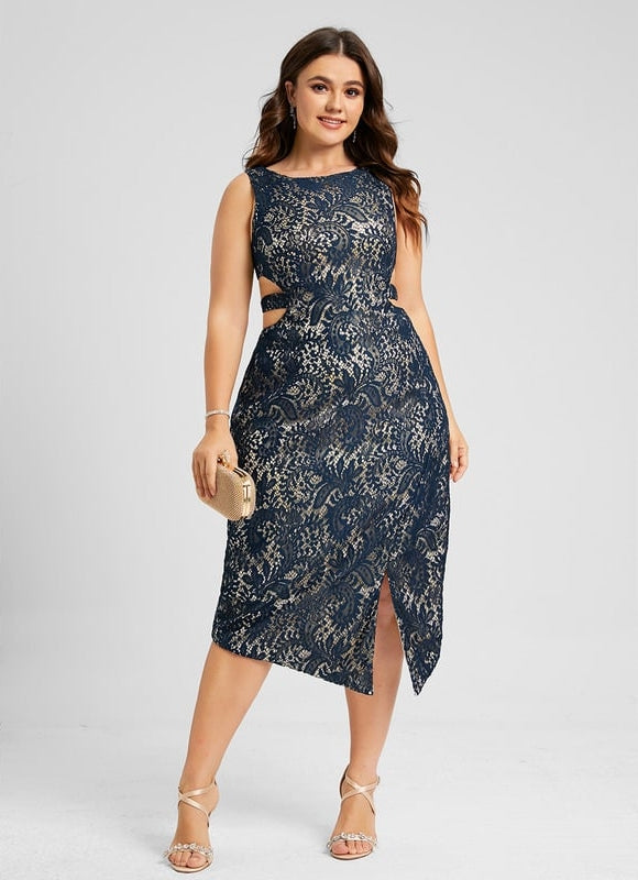 Robe Fourreau Mystère Marine - gallery 4