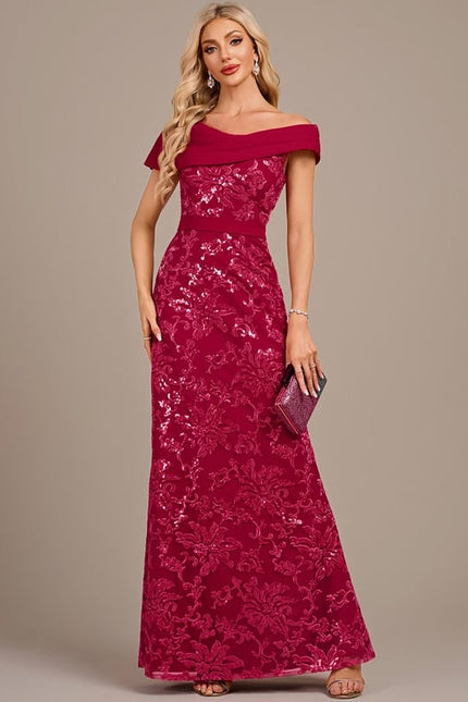 Robe Fourreau Soirée Bordeaux Scintillante