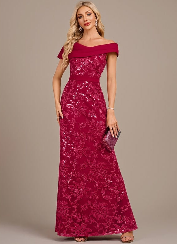 Robe Fourreau Soirée Bordeaux Scintillante