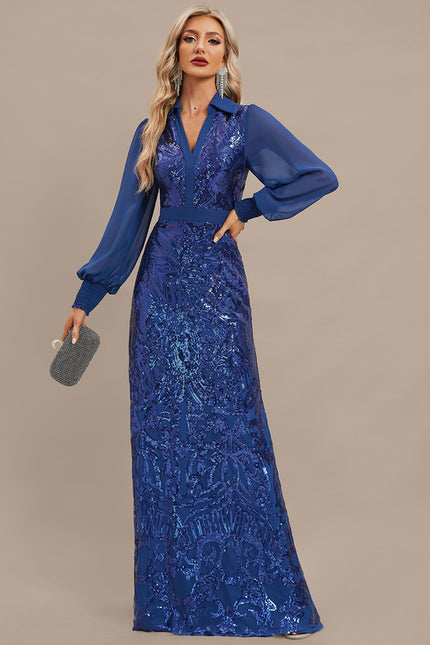 Robe Fourreau Longue Éclatante - gallery 3