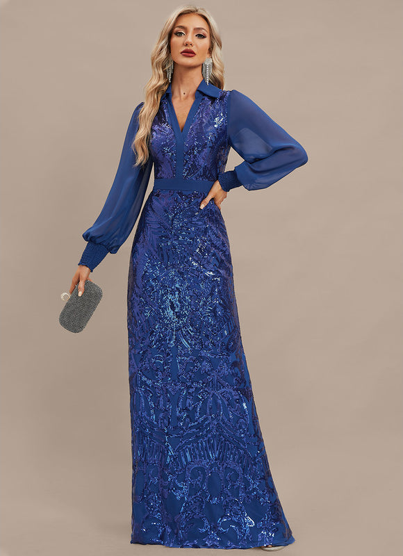 Robe Fourreau Longue Éclatante - gallery 3