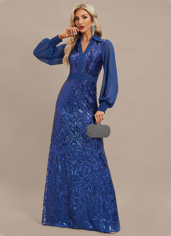 Robe Fourreau Longue Éclatante - gallery 5