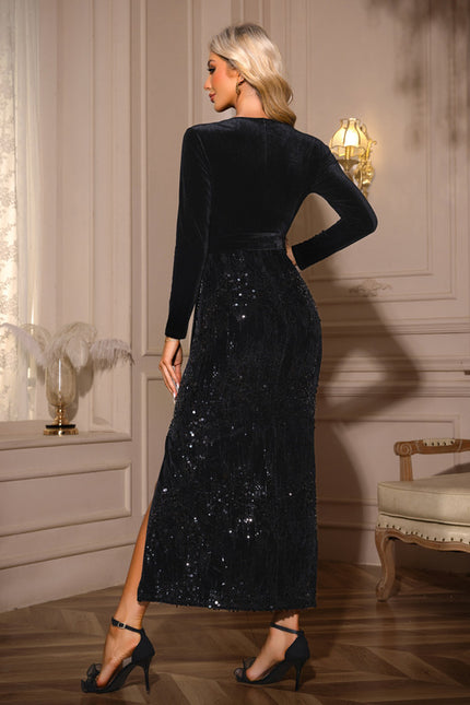 Robe Fourreau Velours Scintillante - gallery 1