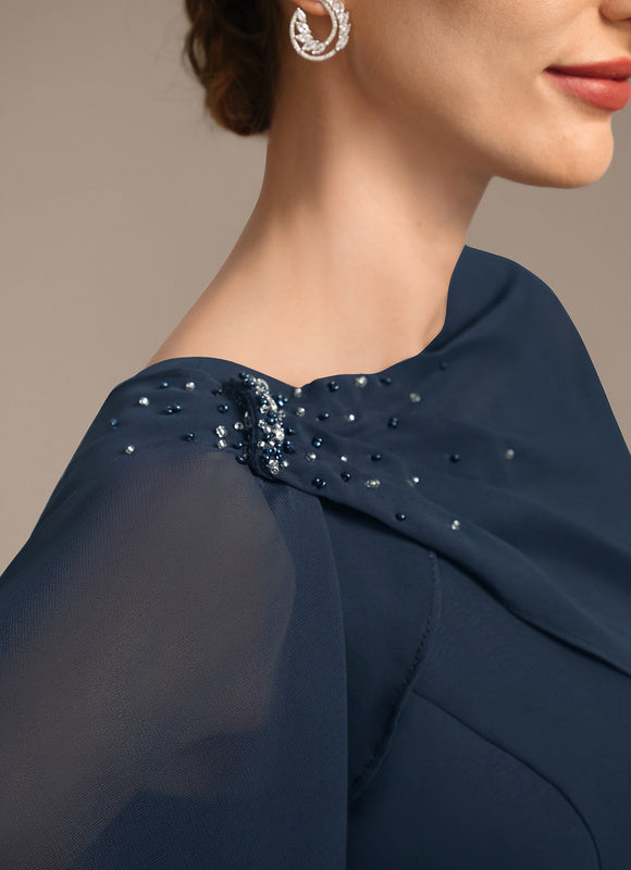 Robe Fourreau Chic Drapé Perlé - gallery 5