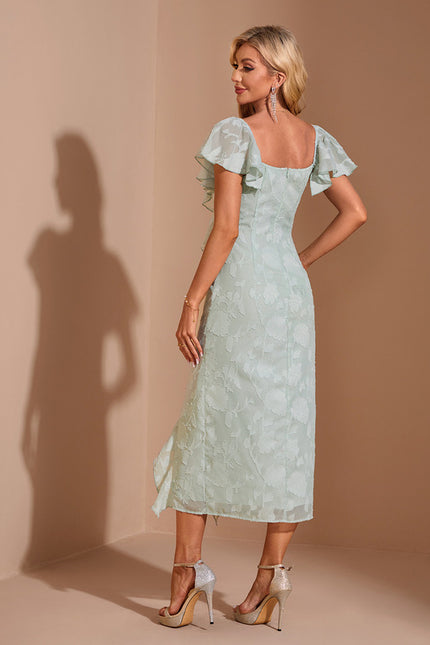 Robe Fourreau Vert Pastel Flottant - gallery 1