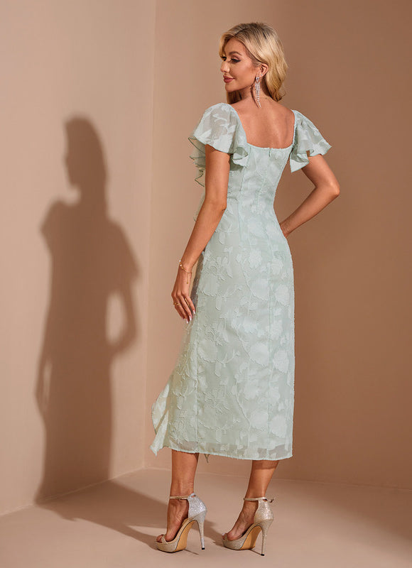 Robe Fourreau Vert Pastel Flottant - gallery 1